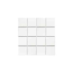 Plain white mosaic tiles