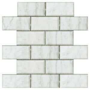Carrara Brick Bevelled Polished Mosaic tiles