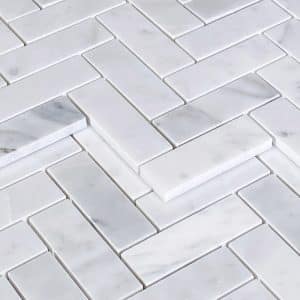 Carrara Herringbone Mosaic tile sheets