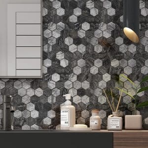 Hexagonal Bluestone Marble mosaic tiles