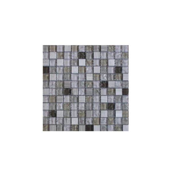 Crystal Greywood Glass Mix mosaic tile sheet