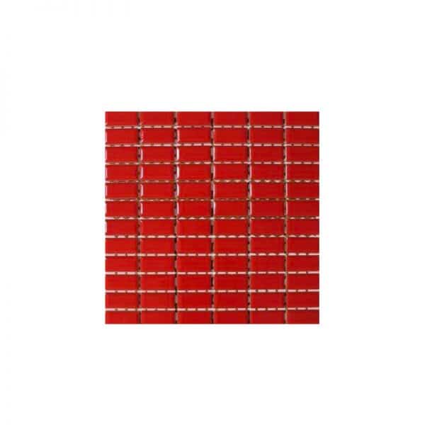 Metro Red Bevelled Edge Gloss Mosaic tile sheet