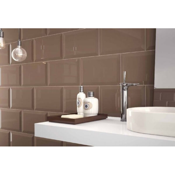 Oxford Cacao Gloss Bevelled Edge Wall tiles 124x380