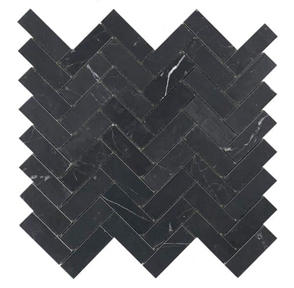 Nero Marquina Herringbone stone tiles