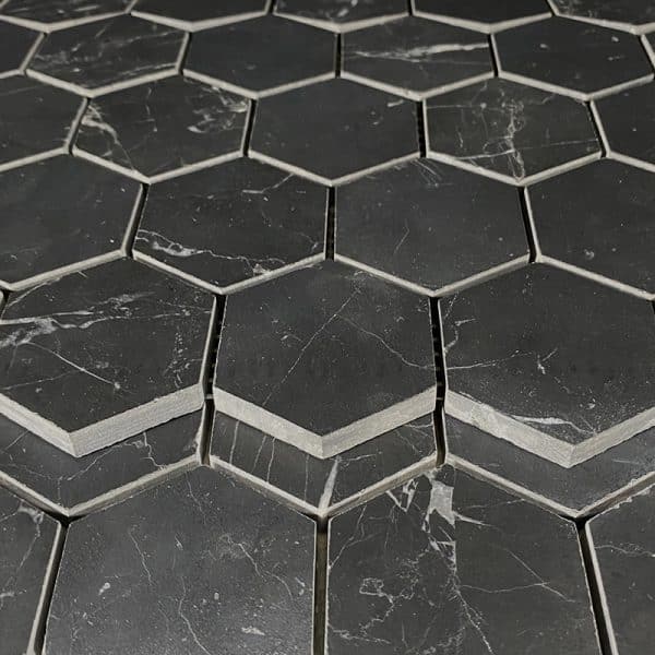 Nero Marquina Hex Honed stone tiles