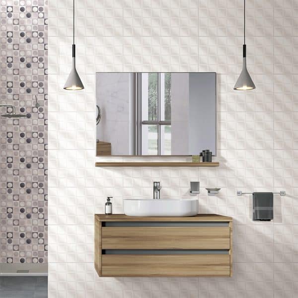 Winter Square Wave White Gloss wall tiles