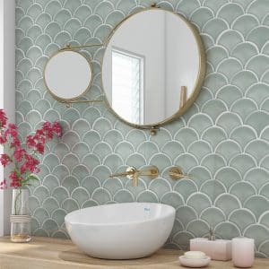 Light Green Coral Bay Fish Scale mosaic tiles