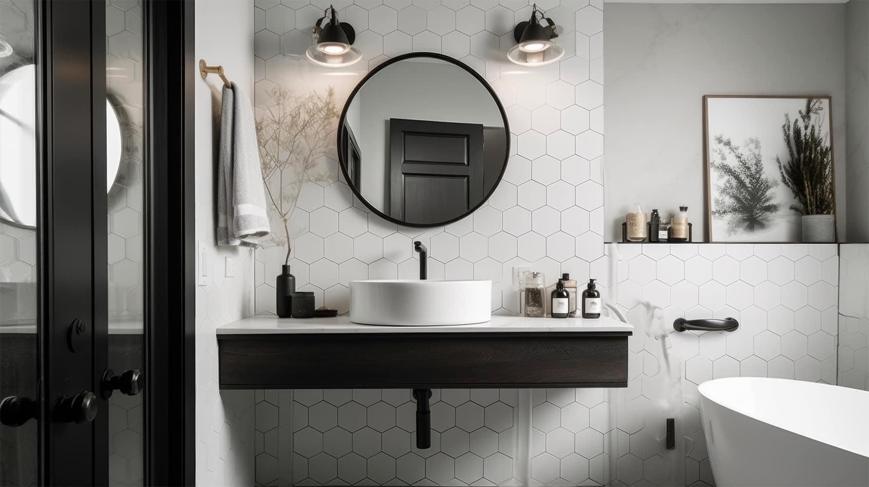 Hexagon Shaped Bathroom tiles